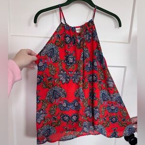 Collective Concepts Red Floral Halter Top